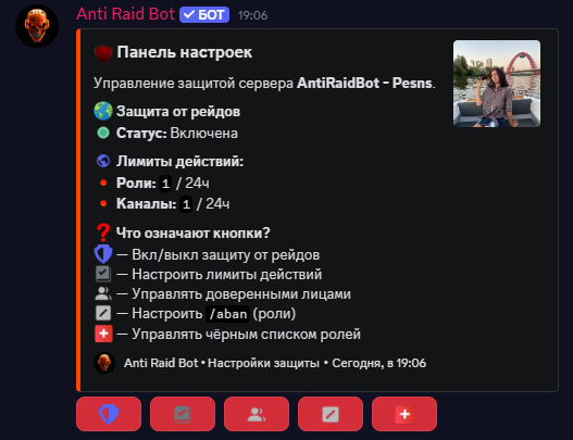 AntiRaid Bot Interface